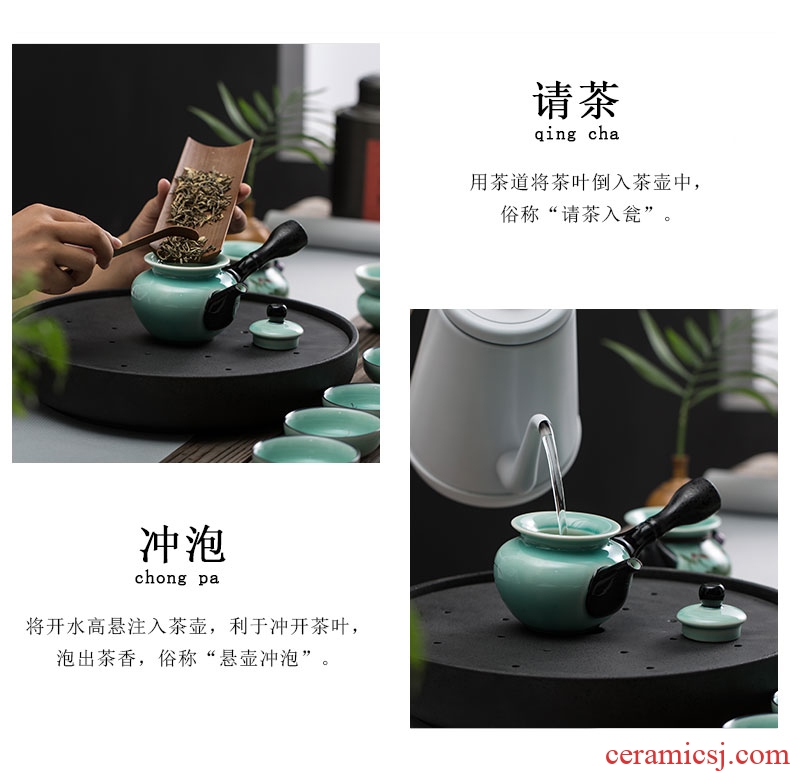 Imperial springs hand-painted lotus kiln Japanese kung fu tea cups suit household contracted ceramic dry tea set tea table