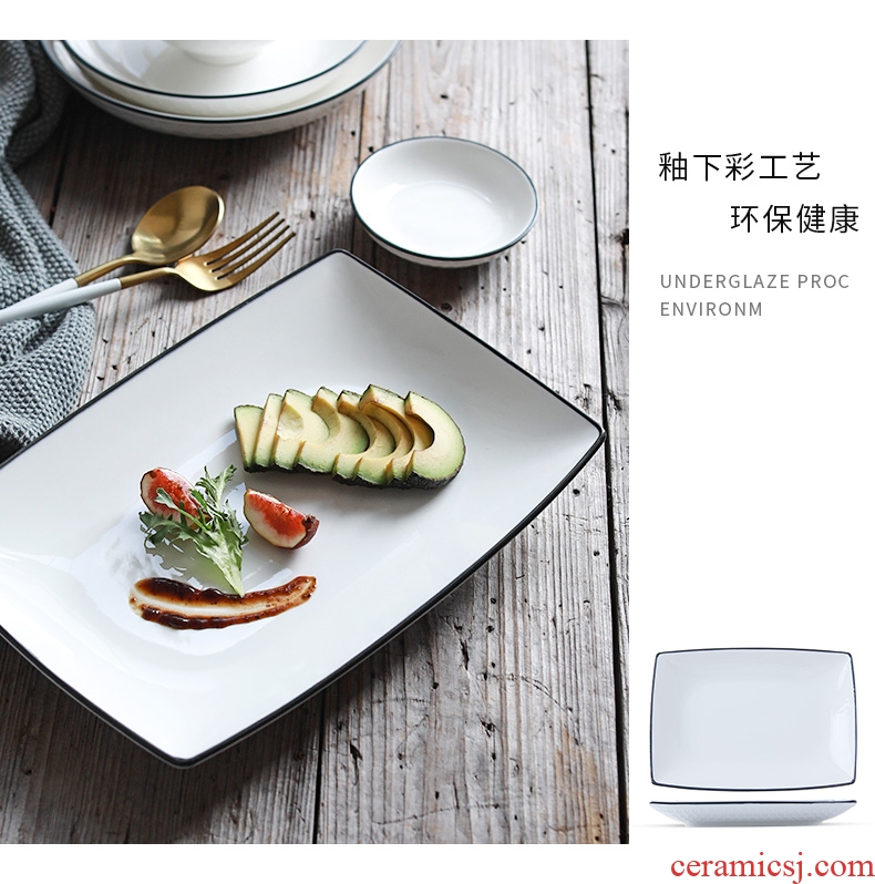 Ceramic dishes suit household 4-6 people eat bread and butter plate combination of jingdezhen porcelain bone 2 Japanese contracted tableware