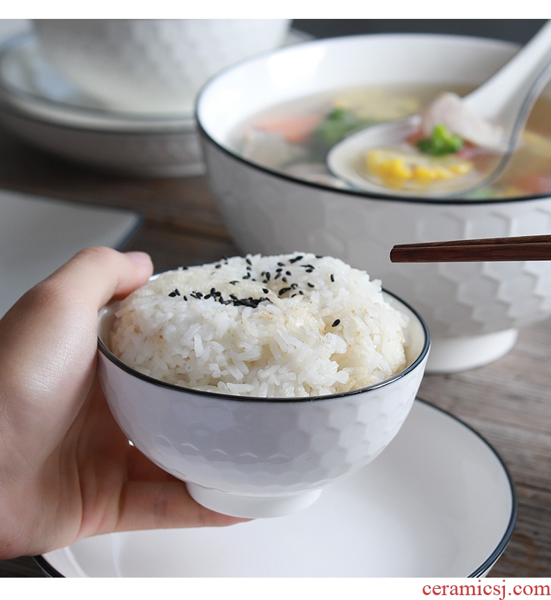 Ceramic dishes suit household 4-6 people eat bread and butter plate combination of jingdezhen porcelain bone 2 Japanese contracted tableware