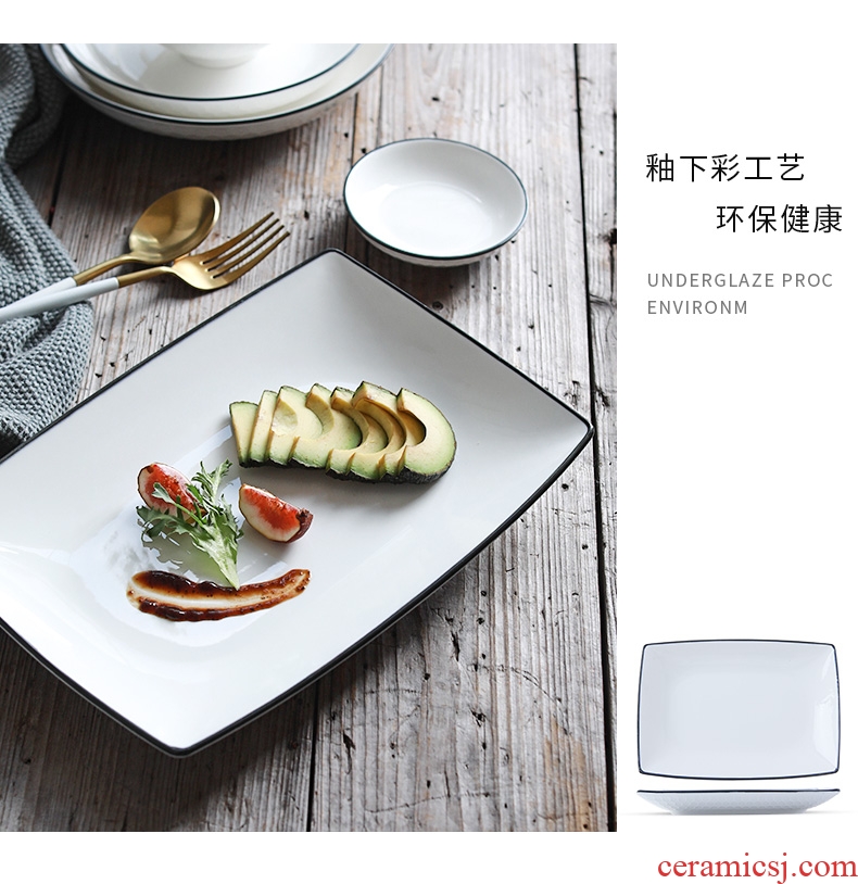 Dishes suit household under the glaze color jingdezhen ceramic bowl plate combination contracted bone China eat noodles soup bowl