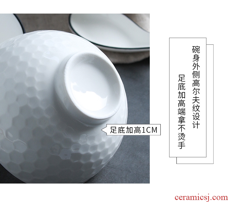 Ceramic dishes suit household 4-6 people eat bread and butter plate combination of jingdezhen porcelain bone 2 Japanese contracted tableware