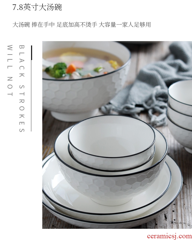 Ceramic dishes suit household 4-6 people eat bread and butter plate combination of jingdezhen porcelain bone 2 Japanese contracted tableware