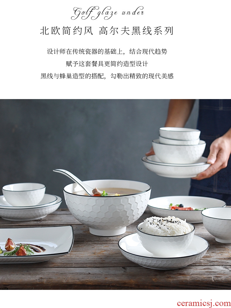 Ceramic dishes suit household 4-6 people eat bread and butter plate combination of jingdezhen porcelain bone 2 Japanese contracted tableware