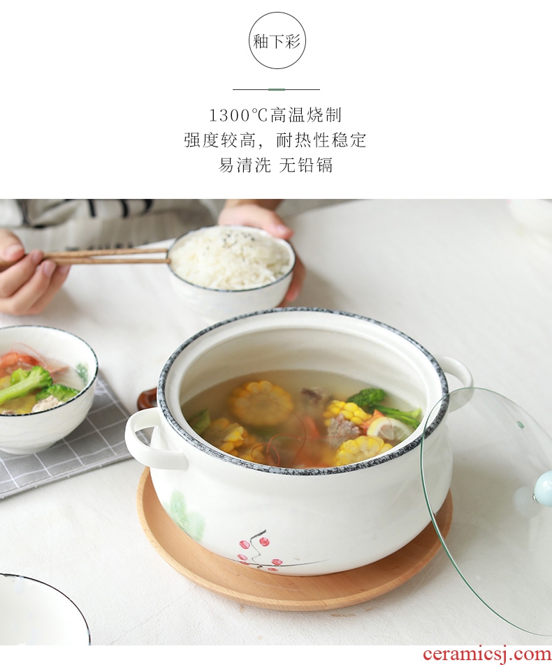 Home to eat bread and butter of jingdezhen ceramic rainbow noodle bowl large bowl soup bowl creative contracted Japanese under the glaze color tableware