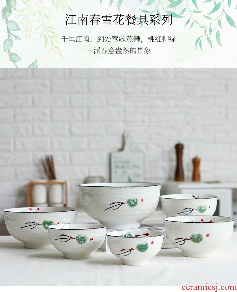 Home to eat bread and butter of jingdezhen ceramic rainbow noodle bowl large bowl soup bowl creative contracted Japanese under the glaze color tableware