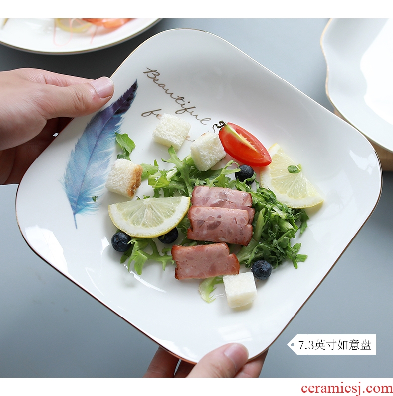 Ceramic plate creative contracted household dishes dishes deep dish plate of jingdezhen porcelain tableware Nordic dinner plates