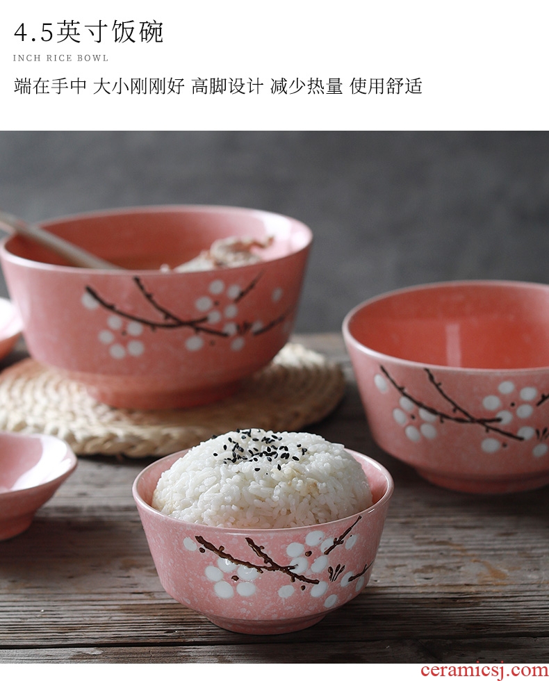 Ceramic dishes set combination jingdezhen porcelain tableware Japanese large soup bowl creative contracted household eat rice bowl dish
