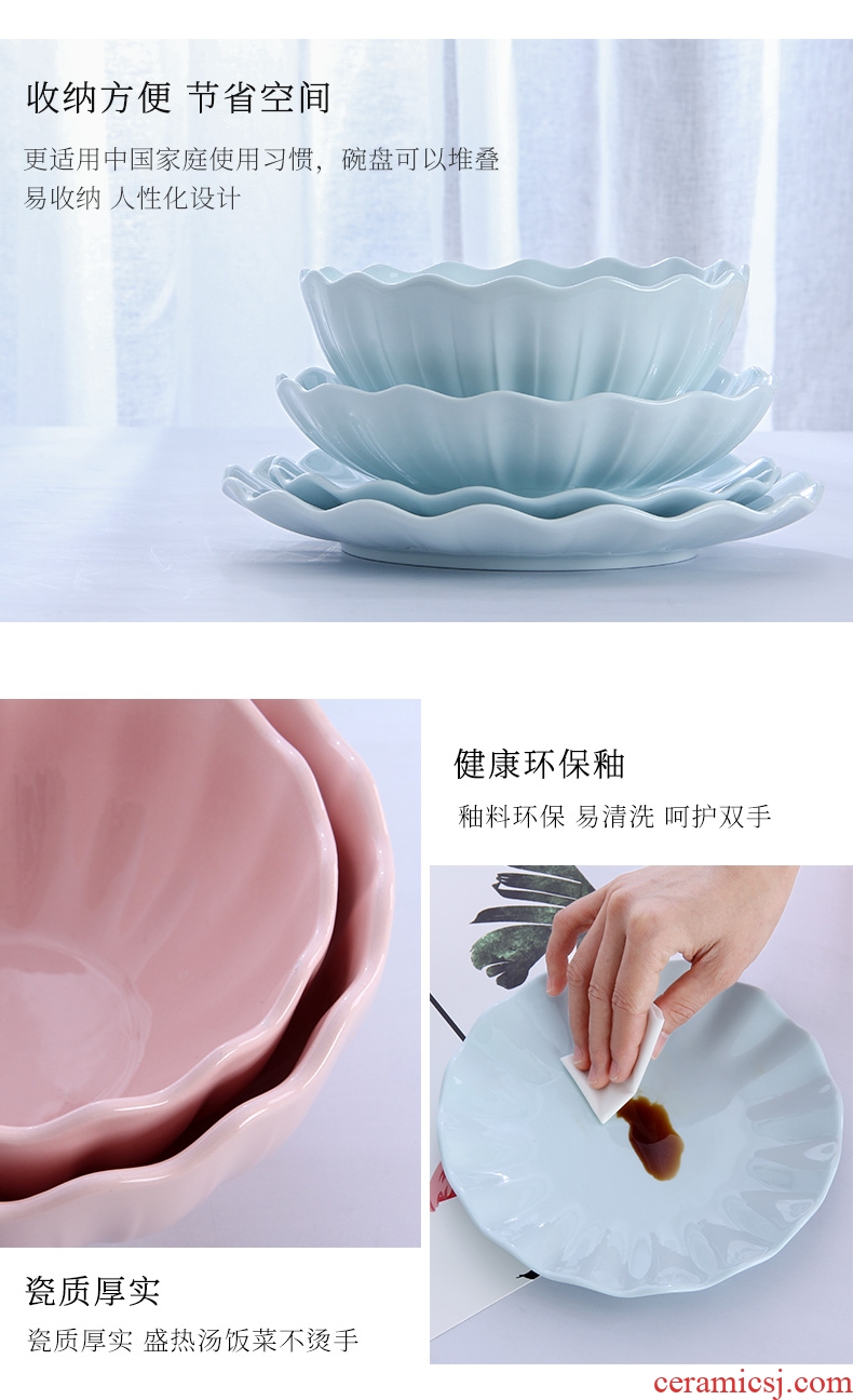 Home to eat bread and butter plate combination of jingdezhen ceramic large 0 Japanese creative contracted the noodles soup bowl dishes