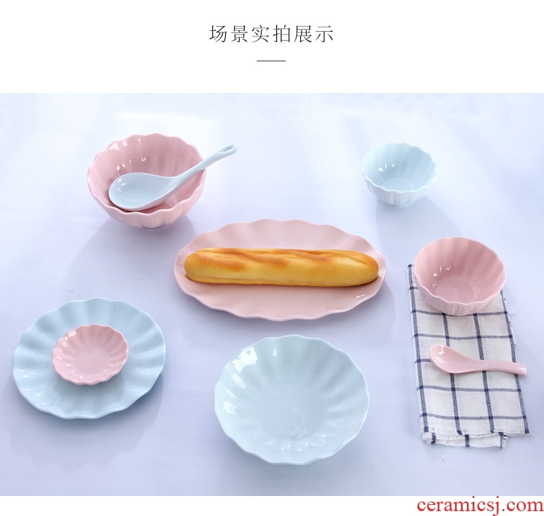 Home to eat bread and butter plate combination of jingdezhen ceramic large 0 Japanese creative contracted the noodles soup bowl dishes