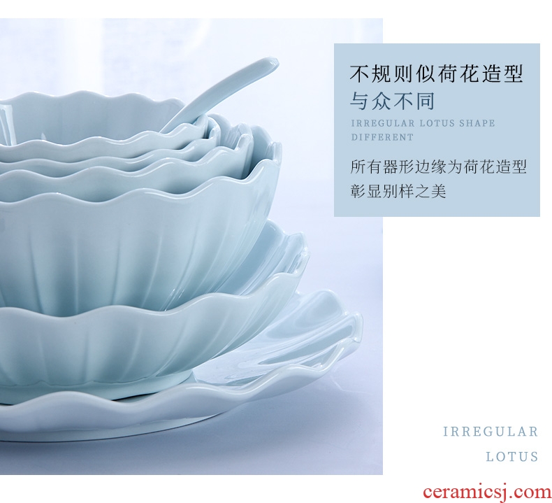 Home to eat bread and butter plate combination of jingdezhen ceramic large 0 Japanese creative contracted the noodles soup bowl dishes