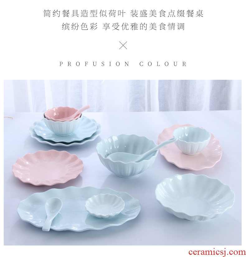 Home to eat bread and butter plate combination of jingdezhen ceramic large 0 Japanese creative contracted the noodles soup bowl dishes