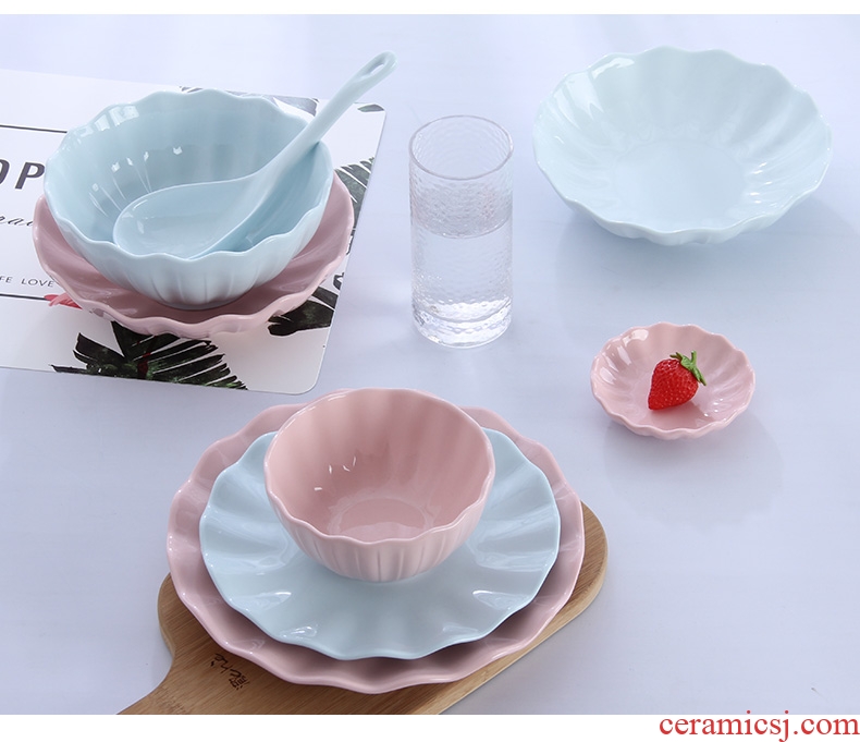 Home to eat bread and butter plate combination of jingdezhen ceramic large 0 Japanese creative contracted the noodles soup bowl dishes