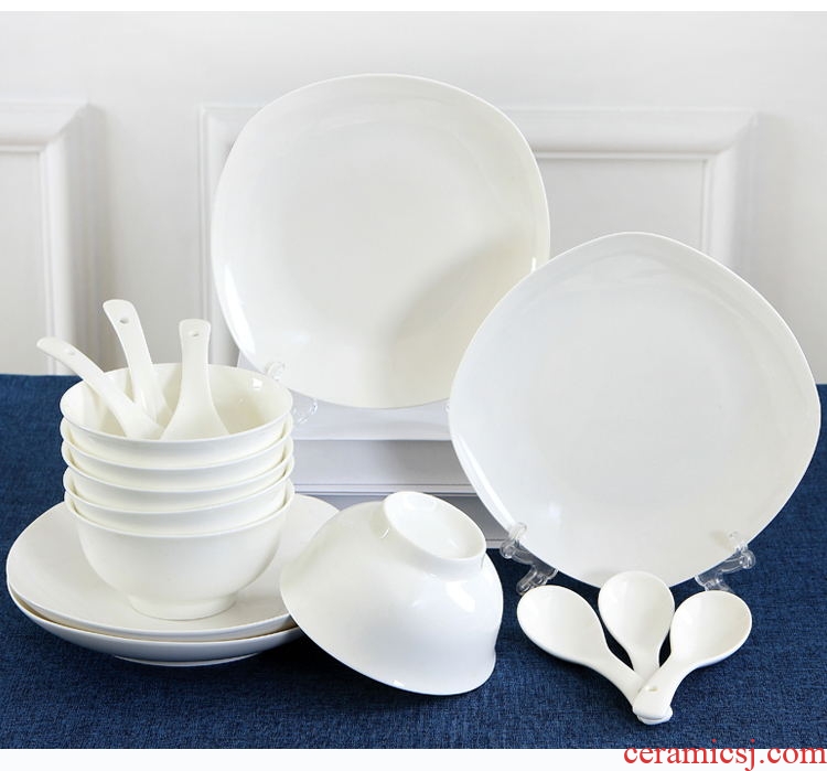 Jingdezhen ceramic dishes suit household 4/6 people bone China to eat rice bowl dish spoon combination contracted under the glaze color of tableware