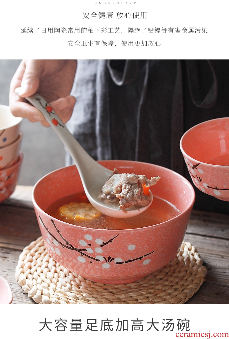 Jingdezhen ceramic bowl with rice bowls cutlery japanese-style contracted rainbow noodle bowl large soup bowl new web celebrity to eat bread and butter