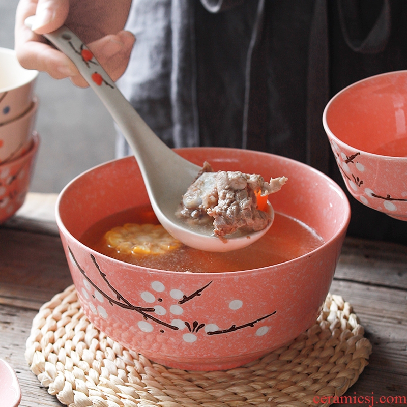 Jingdezhen ceramic bowl with rice bowls cutlery japanese-style contracted rainbow noodle bowl large soup bowl new web celebrity to eat bread and butter