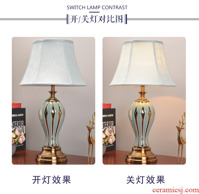 American bedroom lamp contracted individuality creative household berth lamp ceramic light luxury marriage room sitting room adornment lamps and lanterns