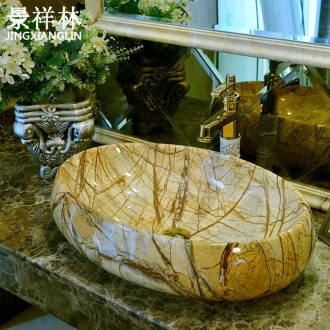 Imitation marble art stage basin oval ceramic lavatory European contracted wind basin on the sink