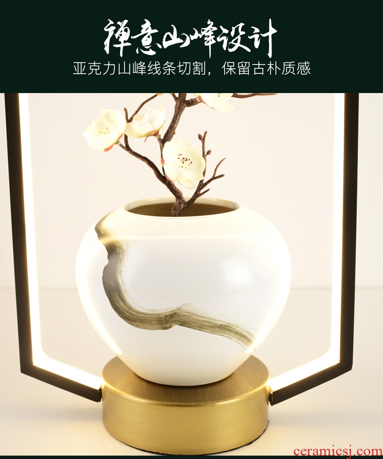 New Chinese style lamp sitting room the bedroom the head of a bed at the front desk ceramic flower arranging zen Chinese wind modern Chinese style lamps and lanterns of furnishing articles
