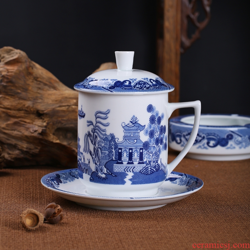 Red leaves of jingdezhen tea service in-glazed porcelain white porcelain cup five head office stationery pen container suit everyday gifts