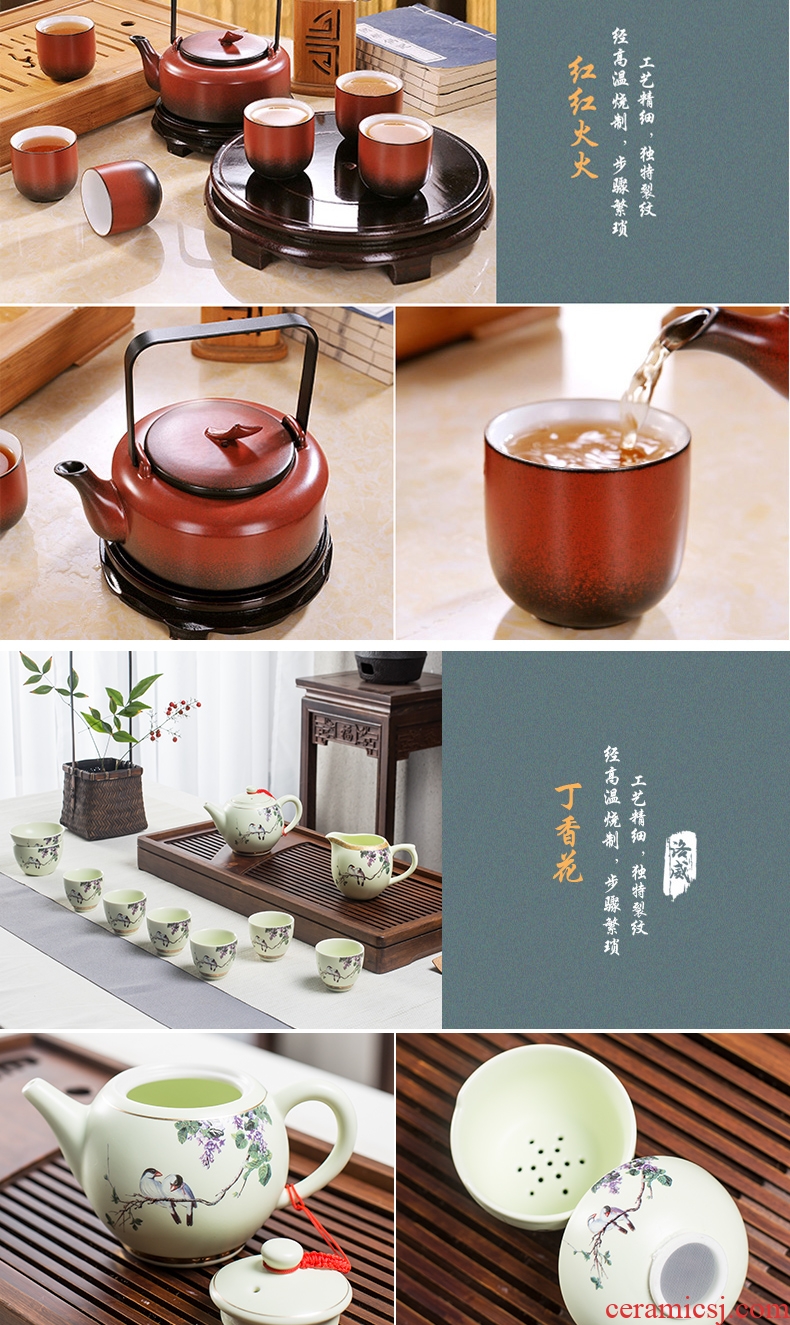 Household utensils suit contemporary and contracted jingdezhen ceramic kung fu tea cup teapot tea tray a complete set of 6