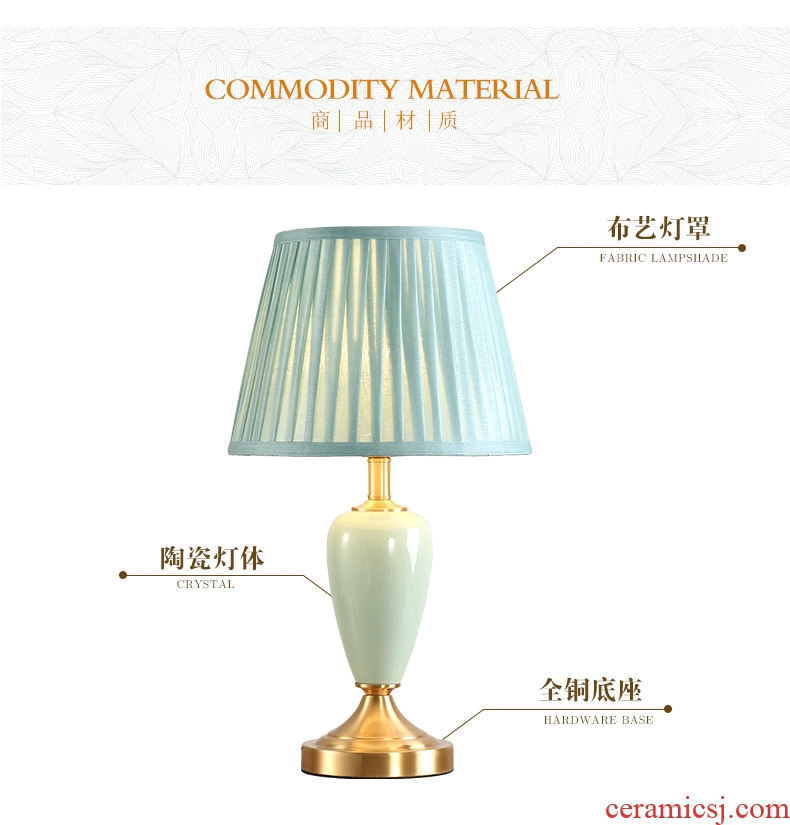 American whole copper ceramic desk lamp LED contracted warm idea of bedroom the head of a bed a marriage between example room chandeliers