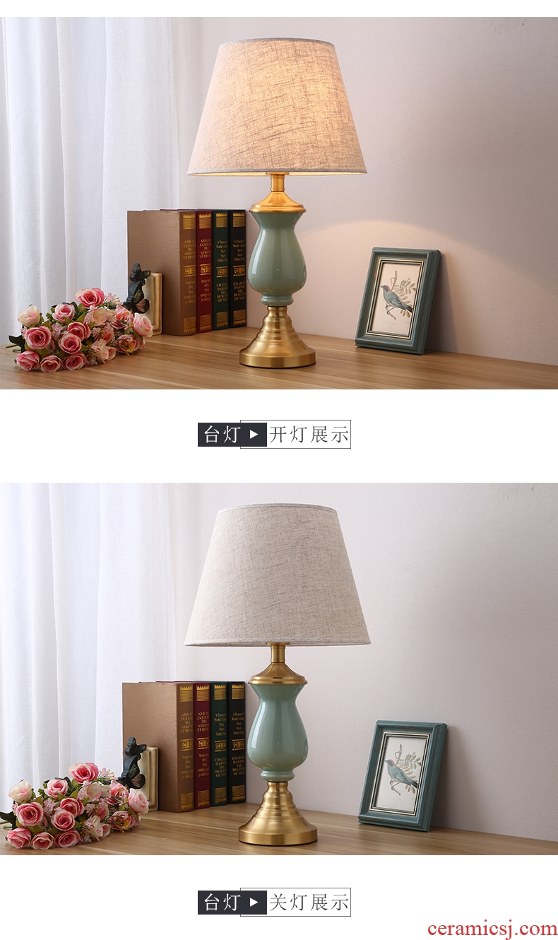 American desk lamp contracted and contemporary sitting room bedroom nightstand lamp floor lamp European new Chinese style full copper ceramic lamp