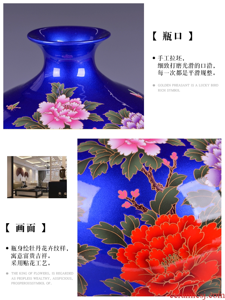 Jingdezhen ceramics flower arrangement in modern Chinese style household sitting room porch TV ark adornment bedroom vase furnishing articles