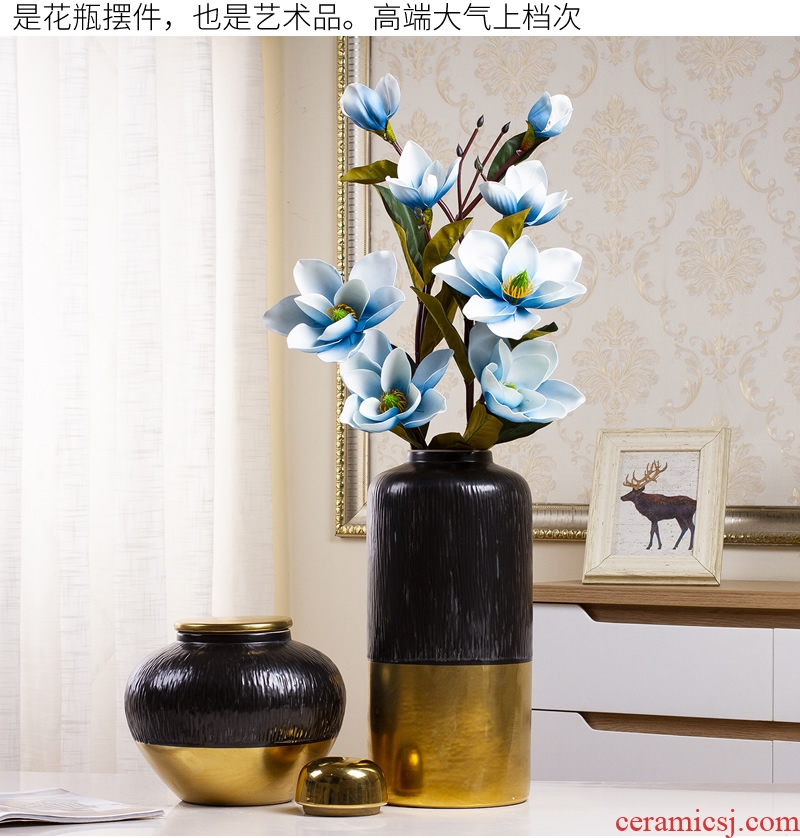 Jingdezhen ceramic vase Nordic light luxury living room dry flower decoration flower arrangement table POTS creative decorations furnishing articles