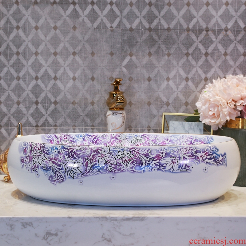 Million birds ceramic art on the stage basin flower figure toilet lavabo oval lavatory basin household balcony