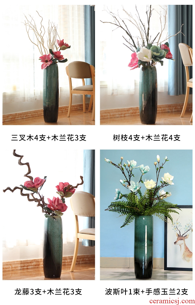 American jingdezhen ceramic vase flower arrangement of large living room furnishing articles of Chinese style porch lattice-windows lucky bamboo bottles