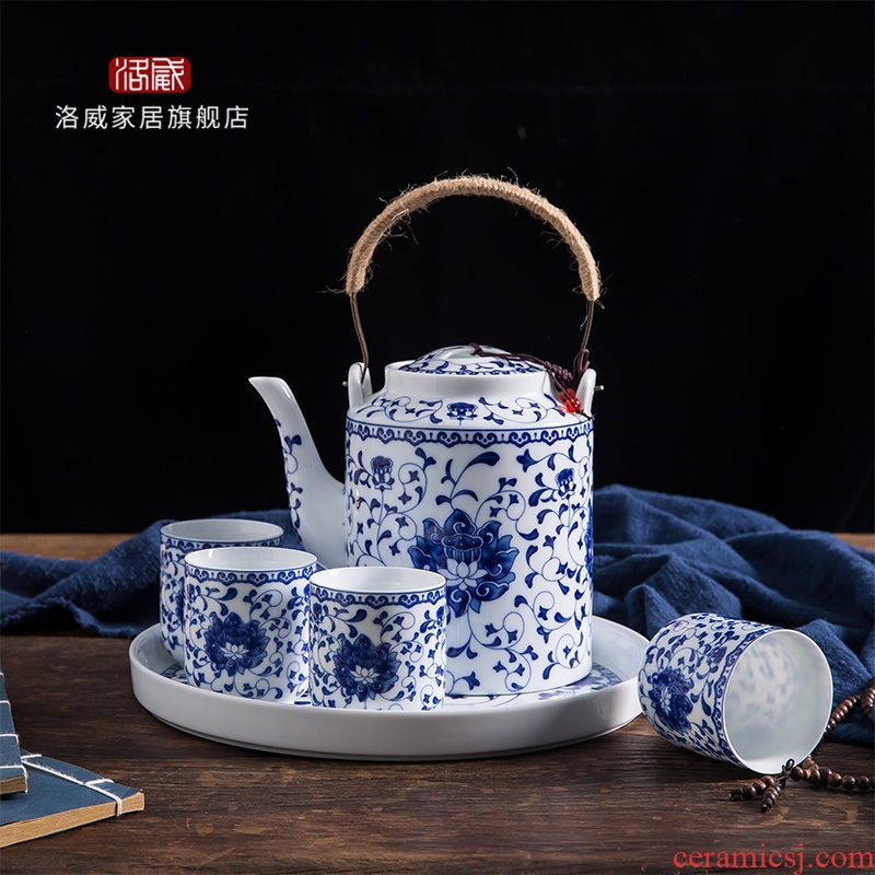 Jingdezhen ceramic teapot cool household girder kettle pot teapot high-capacity old large cold suit kettle