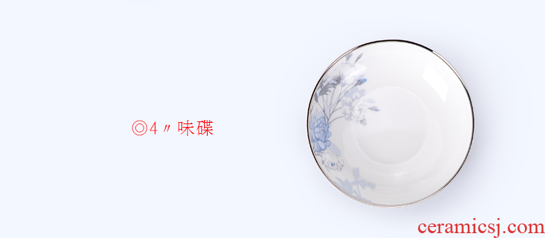 Chinese style household bone porcelain tableware suit creative craft colour porcelain dishes suit QingHuan ceramic bowl plate