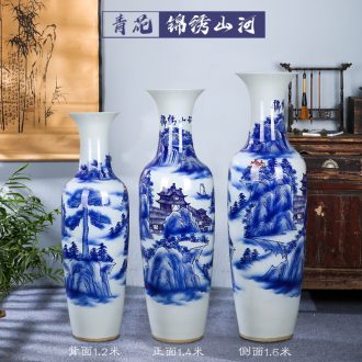 Vase of jingdezhen ceramic floor big hand big blue and white porcelain vase vase sitting room hotel decoration floor furnishing articles