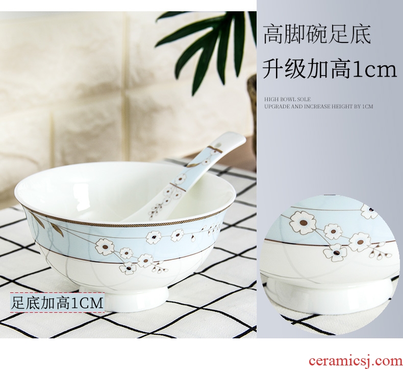 The dishes suit household bone porcelain of jingdezhen ceramic tableware to eat bowl 10 simple Chinese dishes bowl chopsticks