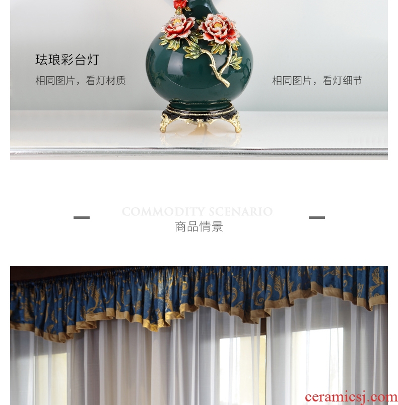 New Chinese style lamp sitting room the bedroom the head of a bed lamp type villa decoration creative atmosphere colored enamel porcelain lamp
