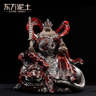 The east mud flame red glaze ceramic wu mammon furnishing articles creative opening gifts home sitting room adornment desktop
