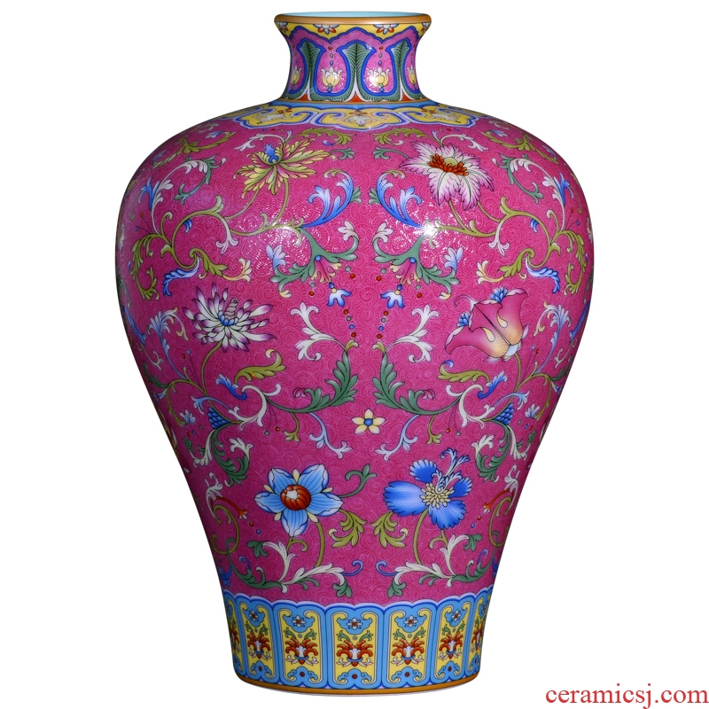 Jingdezhen ceramic antique hand-painted pick flowers wrapped lotus flower plum flower arranging bottles of Chinese style living room porch TV wedding furnishing articles