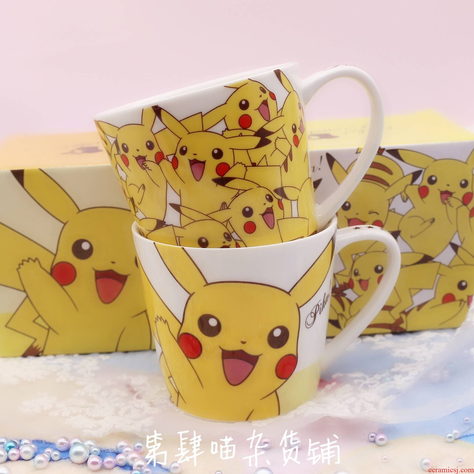 Pokemon Pikachu ceramic cup mug cup milk cup couples than qiaqiu lovely cup