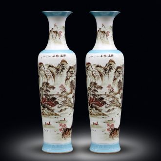 Jingdezhen hand-painted color ink landscape ceramic vase of large new Chinese style living room decorate bottle hotel furnishing articles