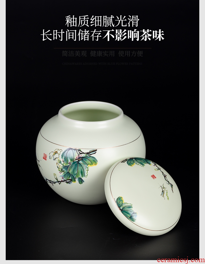 Blower, jingdezhen ceramic tea caddy box of goods can of pu 'er tea pot receives large kung fu tea set