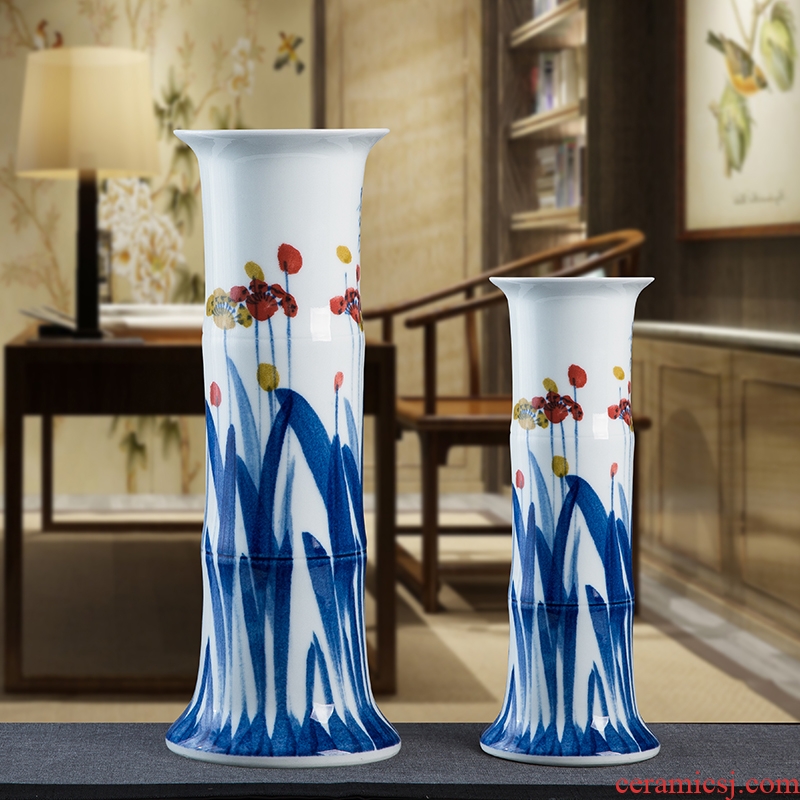 Jingdezhen hand-painted ceramic vase now rising furnishing articles sitting room ground hydroponic lucky bamboo flower arrangement craft ornaments