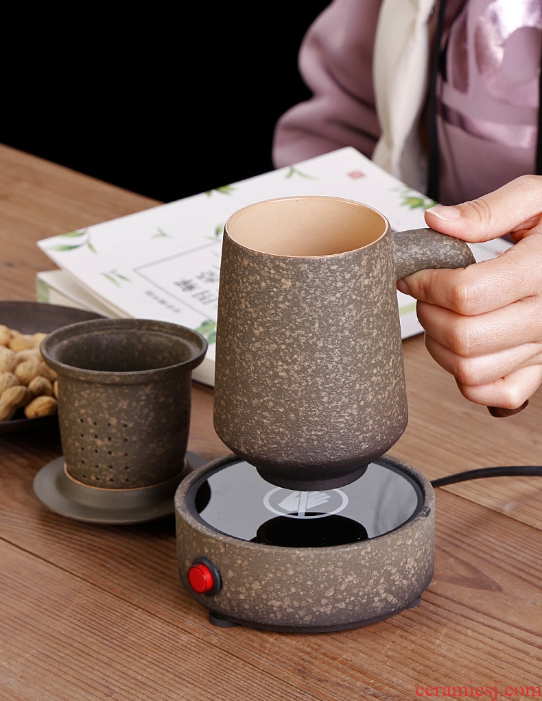 Tea seed glass tea ware home office ceramic mug cup temperature heating insulation glass base