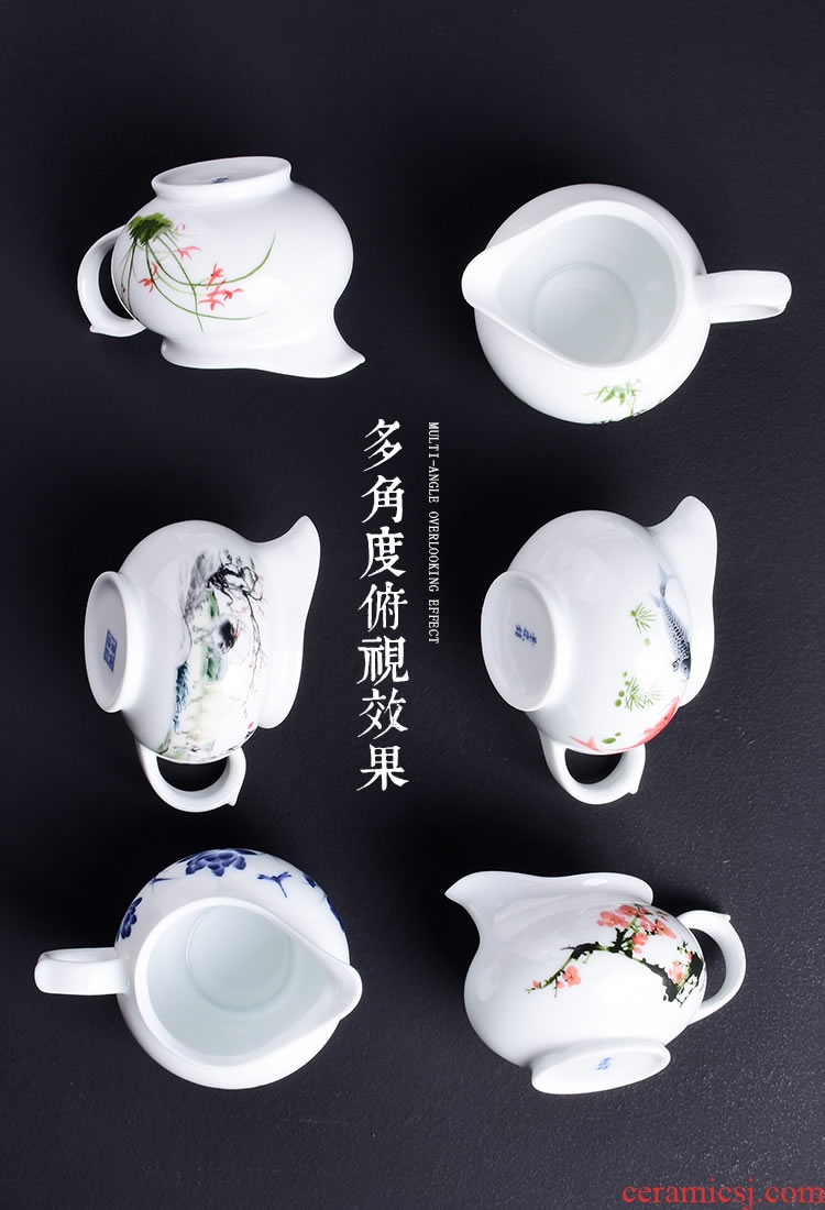 Blue and white ceramics fair mug) set points of tea ware kung fu tea cups individual fair cup of tea accessories