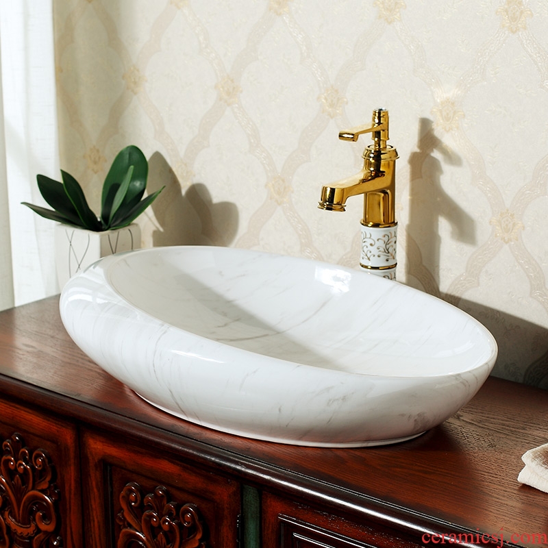Koh larn, qi ceramic art basin on its oval sink european-style bathroom sinks marble basin