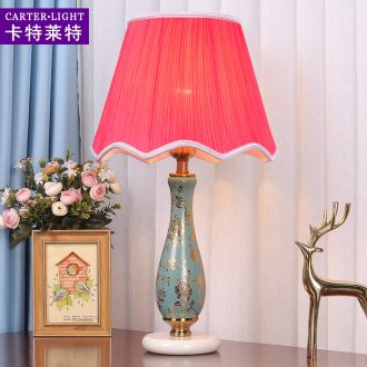 American ceramic contracted and contemporary personality of bedroom the head of a bed lamp warm romantic marriage room decoration creative study dimmer