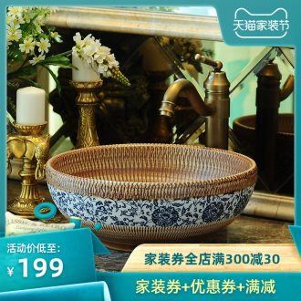Jingdezhen ceramic stage basin round of European art basin lavatory sink archaize wash gargle contracted