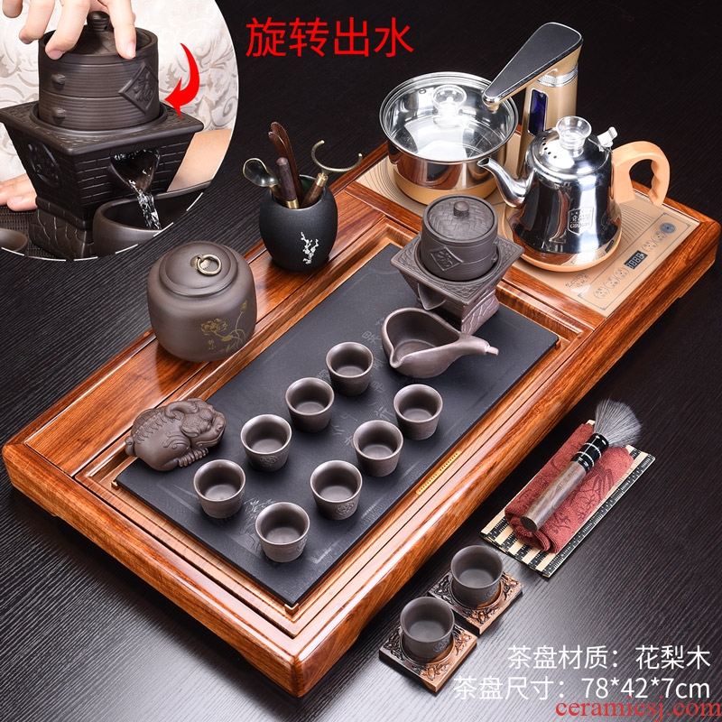 HaoFeng kung fu tea set ceramic teapot automatic four unity hua limu tea table ground suit household electric heating furnace