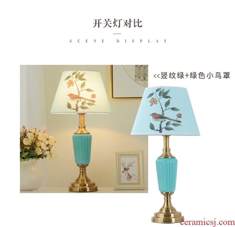 American contracted ceramic creative study desk lamp of bedroom the head of a bed the sitting room decorate wedding sweet romance that move light lamp