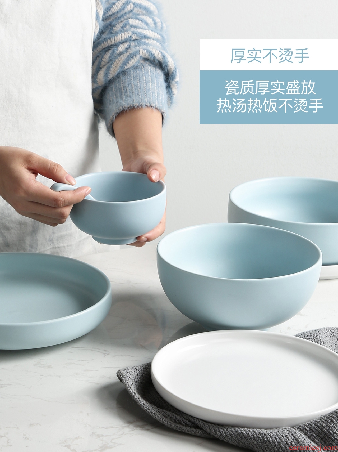 Scandinavian simple dishes suit household new ceramic tableware suit to eat bread and butter dish dish dish dyed deep dish cloud