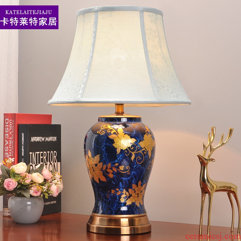 American ceramic desk lamp restoring ancient ways of classical luxury atmosphere contracted sitting room bedroom modern archaize cloth art adornment lamp